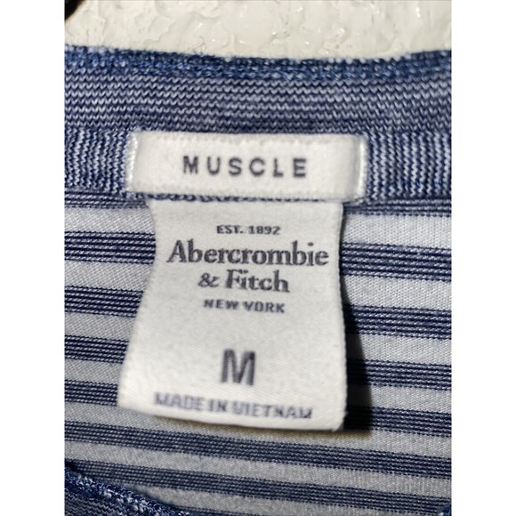 Abercrombie & Fitch henley muscle Mens Shirt M Striped 90s y2k vintage - Picture 4 of 7